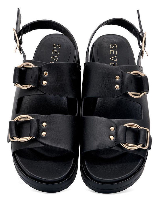 Sandale Flatforme Damă Negre
