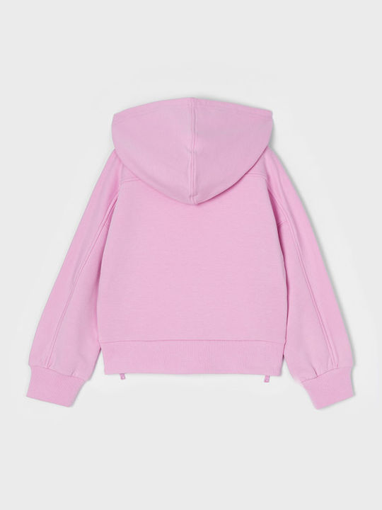 Kinderstrickjacke Baumwolle mit Kapuze Lila