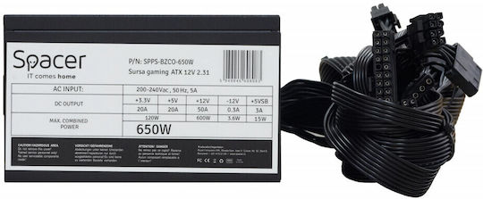 Spacer 650W Black Computer Power Supply Full Wired 80 Plus Bronze (BZCO-650)