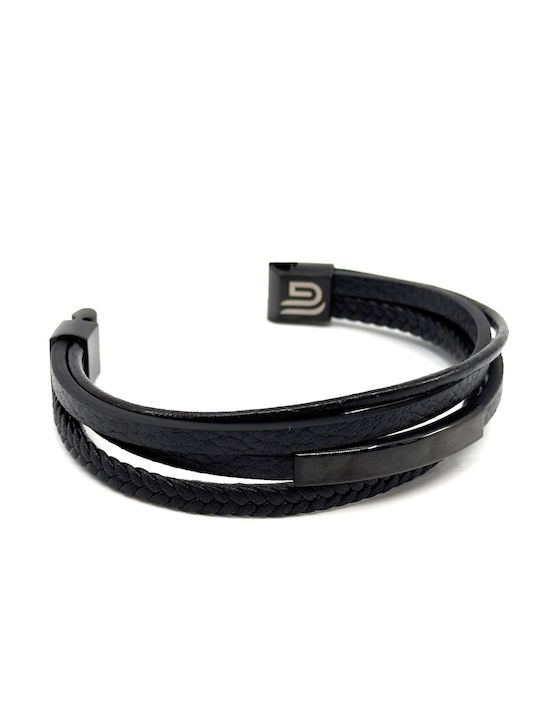 Lgd-br-2074 Δερματινο Βραχιολι Legend Accessories Χρωμα Μαυρο Μαυρη Μαγνητικη Πορπη Ανοξειδωτο Ατσαλι