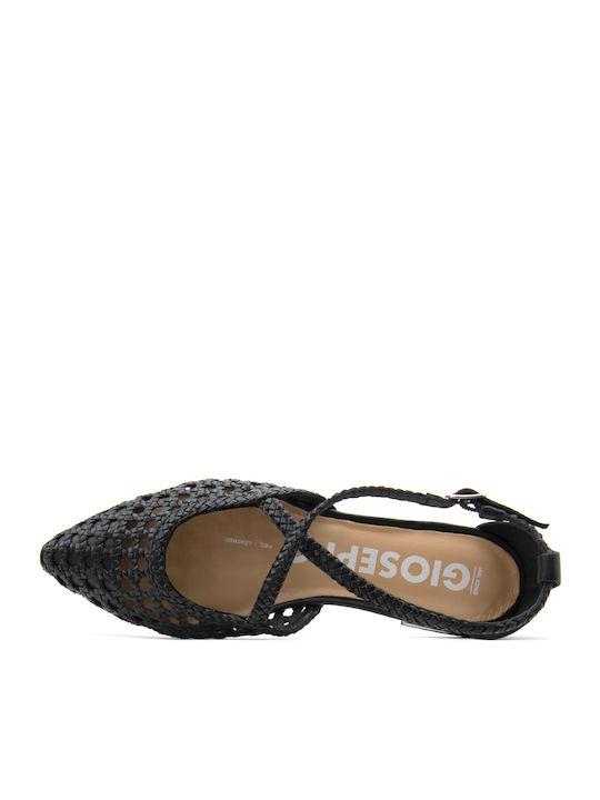 Leather Women's Flat Sandals in Black Color
