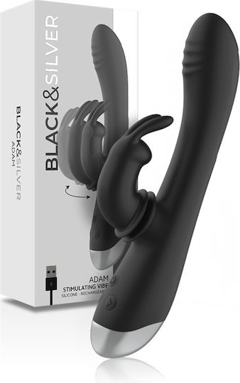 Black&silver Dj Adam Wiederaufladbarer Silikon Kaninchen Stimulator Schwarz