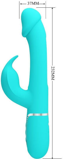 Pretty Love Kampas Rabbit 3 In 1 Multifunction Vibrator Tongue Aqua Green