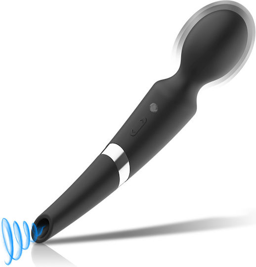 Masajator din silicon reîncărcabil Black&Silver Beck cu funcție de aspirație, negru