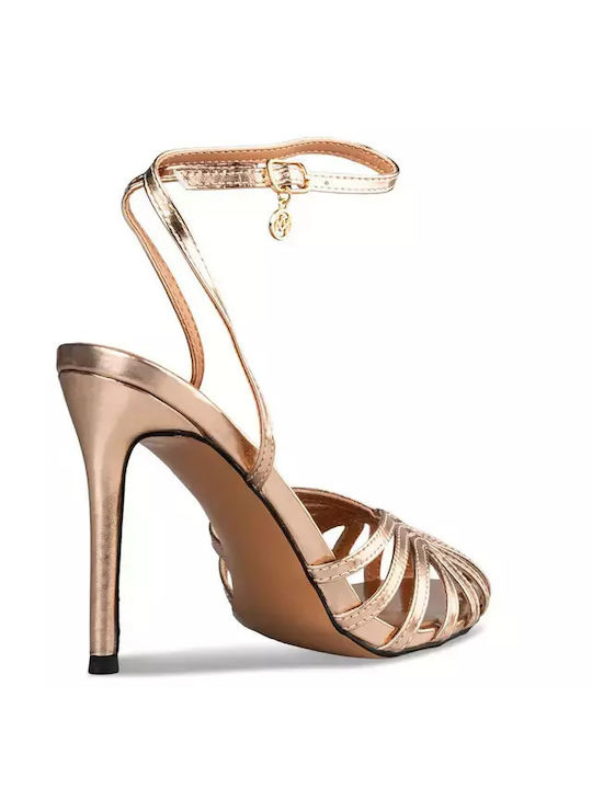 Envie Shoes Women's Sandals Gold with Thin High Heel