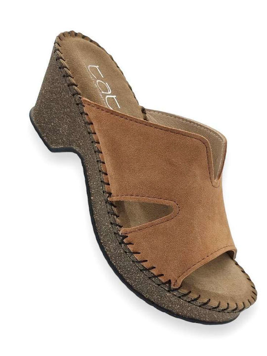 Piele Mule cu cu talpă joasă Toc în Culoare Maro