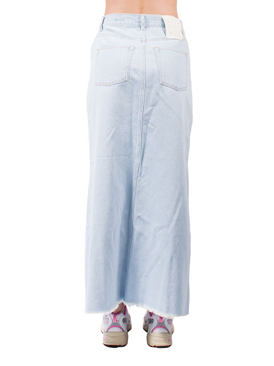 Staff High Waist Maxi Skirt in Blue color