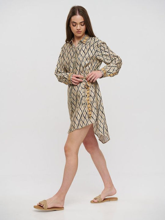 Ble Resort Collection Γυναικείο Κοντό Φόρεμα Παραλίας Καφέ