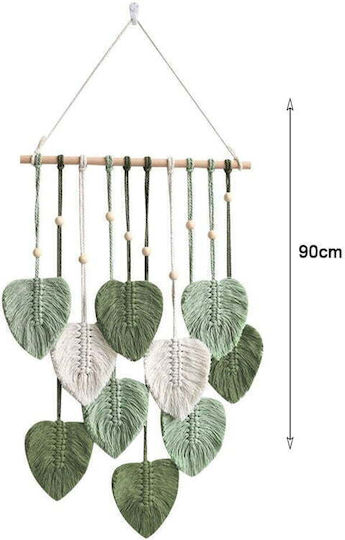 Macrame Suspendat Decorațiune Verde Din Țesătură 90x90cm