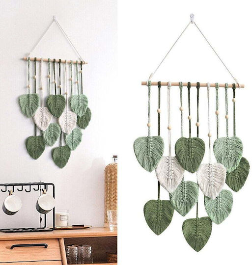 Macrame Suspendat Decorațiune Verde Din Țesătură 90x90cm