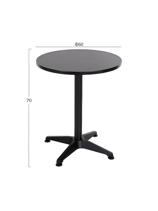 Outdoor Dinner Free Standing Metal Table Black 60x60x70cm