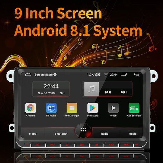 Auto-Audiosystem 2DIN (Bluetooth/USB/AUX/WiFi/GPS/Apple-Carplay/Android-Auto) mit Touchscreen 9"