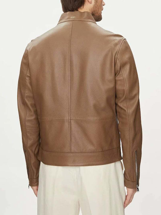 Hugo Boss Men's Leather Jacket Tabac Brown