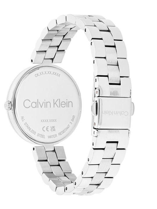 Calvin Klein Gleam Collection Γυναικείο Ρολόι 32mm Μπαταρίας με Ασημί Μεταλλικό Μπρασελέ
