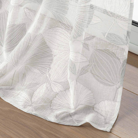 Flamingo Perdea Cu Capse L-c Ginko Albă 140x280cm