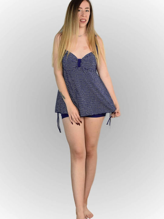 Tankini Swimsuit With Light Padding Blue