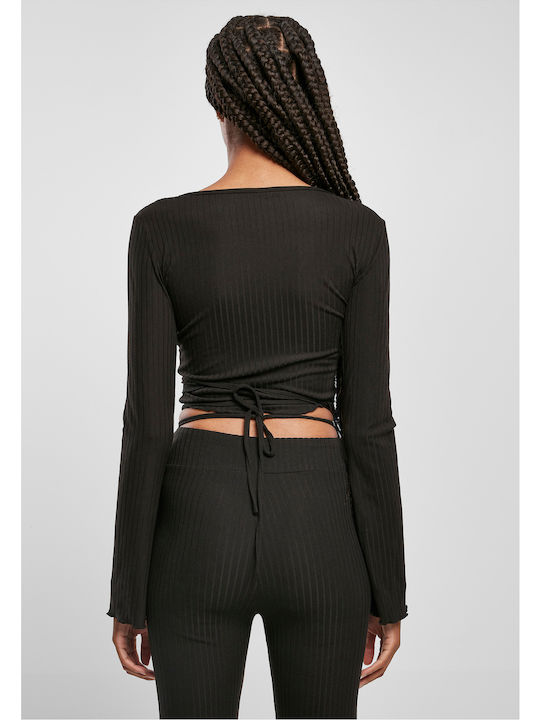 Women's Crop Top Long Sleeve Black