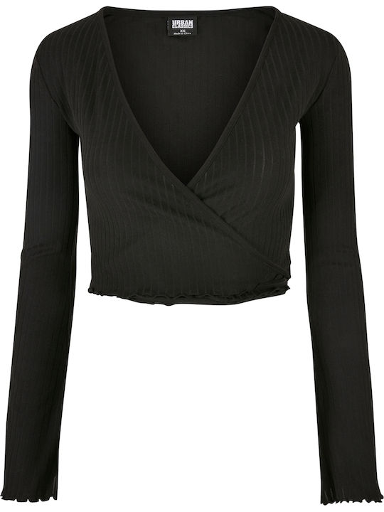 Women's Crop Top Long Sleeve Black