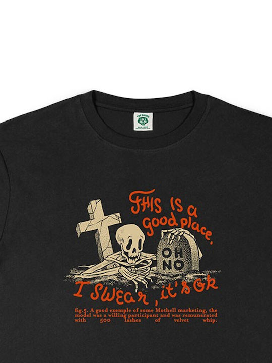 The Dudes Dudes A Good Place T-shirt Bărbătesc cu Mânecă Scurtă Black