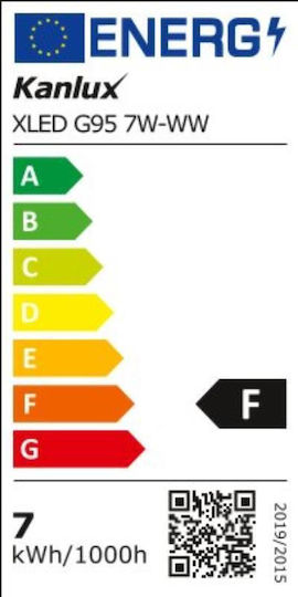 Kanlux Bec LED 7W 82mm pentru Soclu E27 și Formă G95 Alb cald 725lm