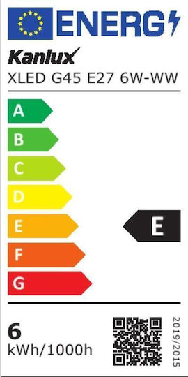 Kanlux Λάμπα LED 6W 78mm για Ντουί E27 και Σχήμα G45 Θερμό Λευκό 810lm
