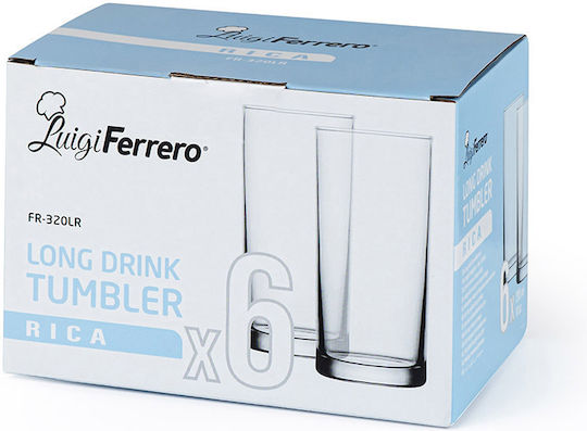 Luigi Ferrero Set Gläser Wasser / Cocktail/Trinken aus Glas 295ml 6Stück