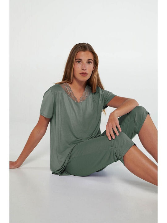 Vamp Sommer Damen Pyjama-Hose Green Sage