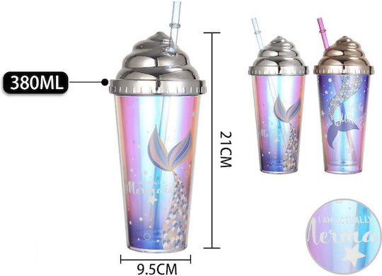 Tpster Glass Water made of Plastic with straw 380ml