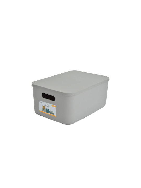 Plastic Storage Box with Lid Gray 34.9x24.8x15.5cm 1pcs