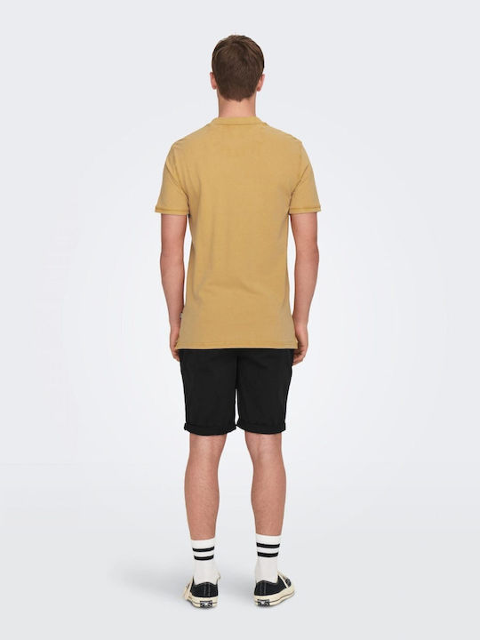 Only & Sons Bluza Bărbătească cu Mânecă Scurtă Polo Yellow