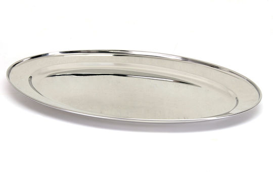 Veltihome Lido Servierplatte Oval Rostfreier Stahl Silber 30cm 1Stück