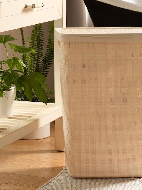 Curver 245976 Καλάθι Απλύτων Ψάθινο 58lt με Καπάκι 43x34x60cm Μπεζ