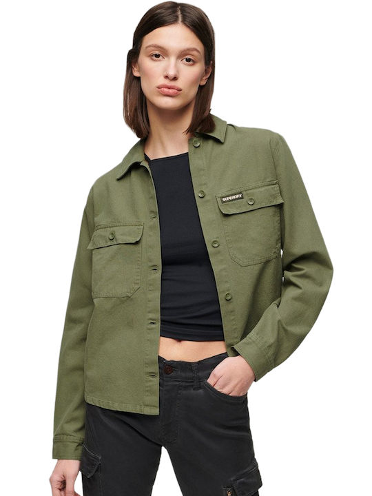 Superdry Palton pentru femei Army Green Overshirt