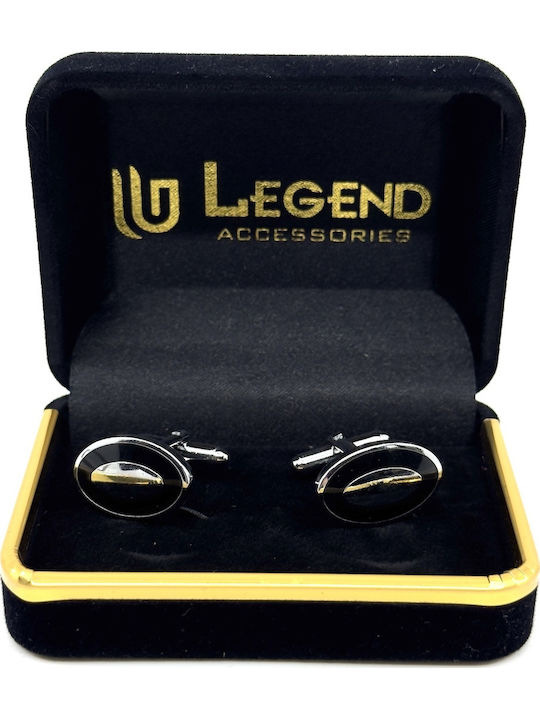 Legend Accessories Cufflinks from Silver in Black Color