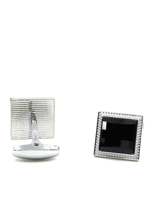 Legend Accessories Μανικετόκουμπα από Ασήμι σε Μαύρο Χρώμα