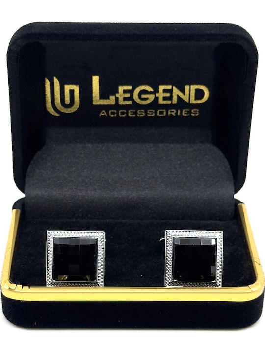 Legend Accessories Μανικετόκουμπα από Ασήμι σε Μαύρο Χρώμα