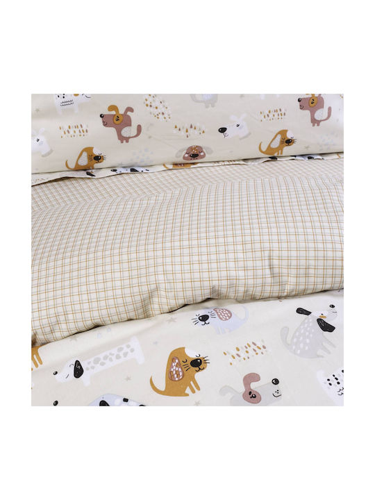 Das Home 4766 Set Kids Duvet Cover Single with Pillowcase Grey, Beige, Blue, Grey, Ochre 160x240cm