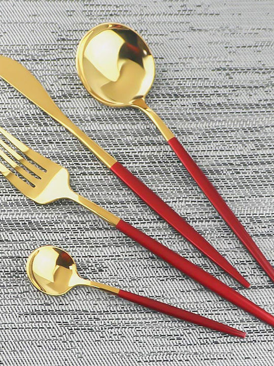 Set de Tacâmuri Inoxidabil Roșii 24buc