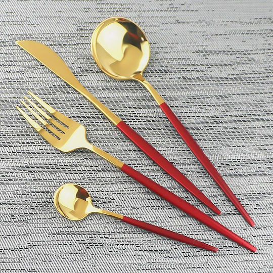 Set de Tacâmuri Inoxidabil Roșii 24buc