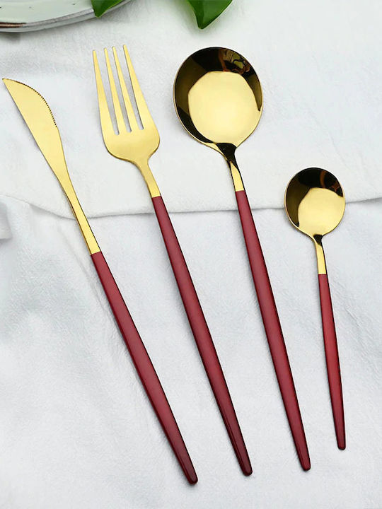 Set de Tacâmuri Inoxidabil Roșii 24buc