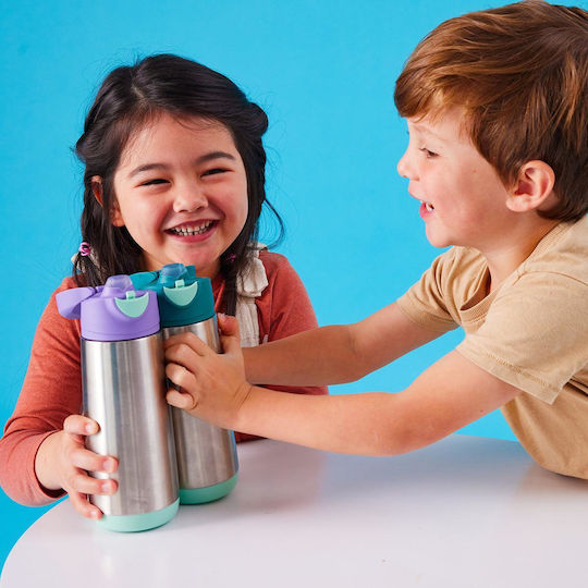 B.Box Παιδικό Παγούρι Θερμός Σιλικόνης με Καλαμάκι Non Spill Strawberry Shake 500ml