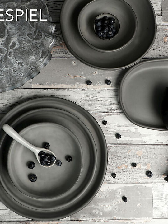 Espiel Canyon Teller Untiefe Oval Keramik Gray 21x21cm