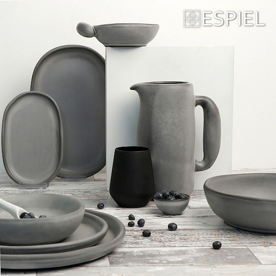 Espiel Canyon Πιάτο Ρηχό Οβάλ Κεραμικό Γκρι 21x21cm