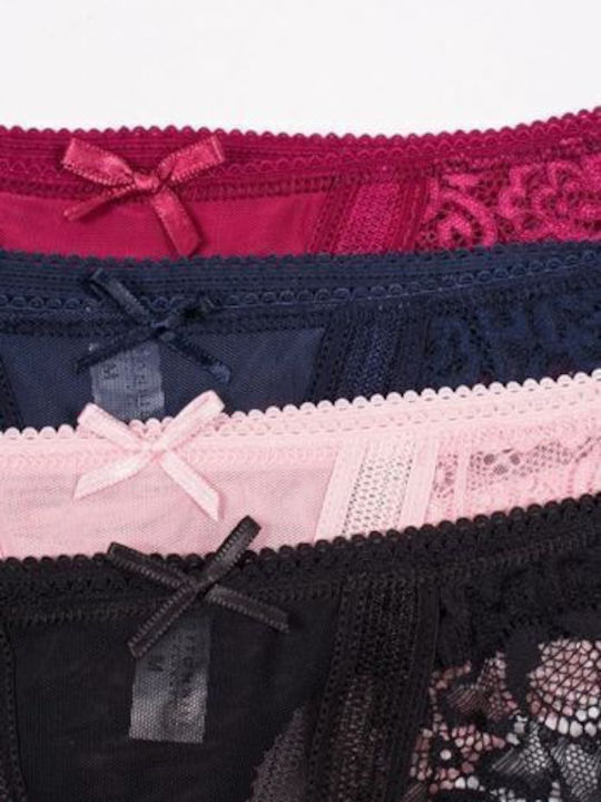 Women's String MultiPack with Lace Black/Pink/Navy