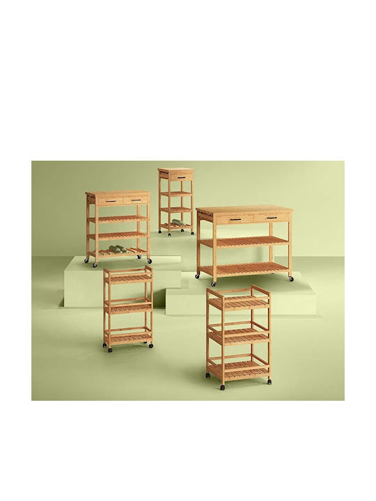 5Five Linha Wooden Kitchen Trolley 5 Tiers Beige 38x37x90cm