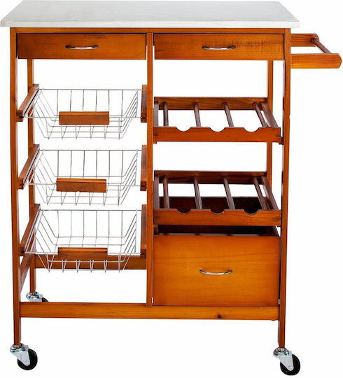 Excellent Houseware Troler De Bucătărie Din Lemn Cu 4 Locuri Maro 66x36x84cm