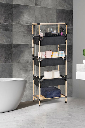 General Trade Wooden Kitchen Rack 4 Tiers Black 49x28x124cm