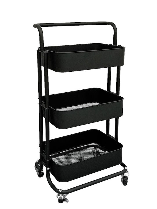 ArteLibre Rack de bucătărie din Metal în culoarea Albastru 3 Sloturi 35x42.5x79cm