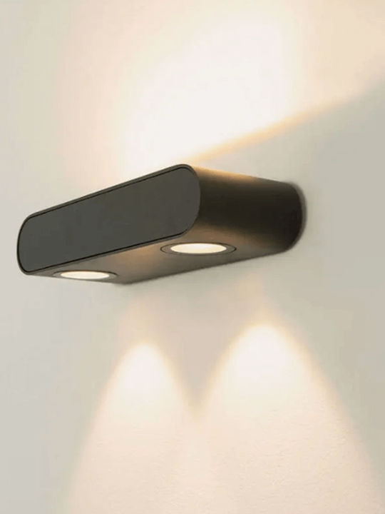 Zambelis Lights Wall-Mounted Outdoor Light LED IP54 10W with Warm White Light Double Beam