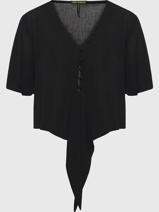 Women's Monochrome Short Sleeve Shirt Black